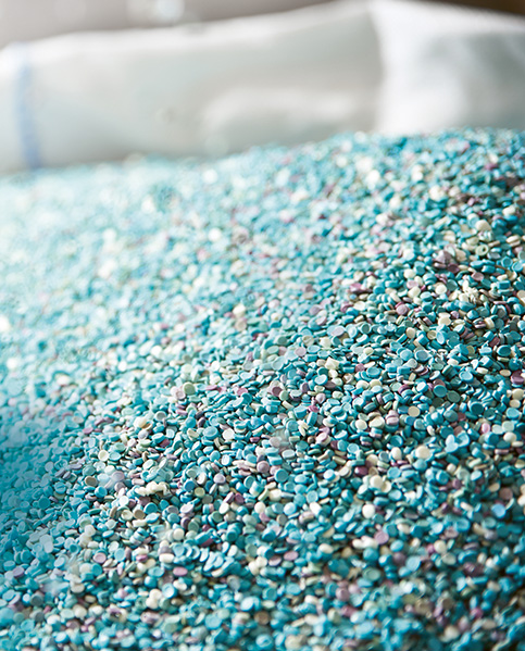 Small blue, violet and white particles. (photo)